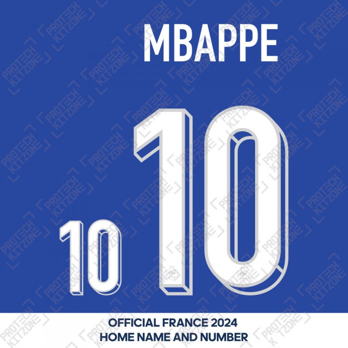 Mbappe 10 - Official France 2024 Home Name and Numbering