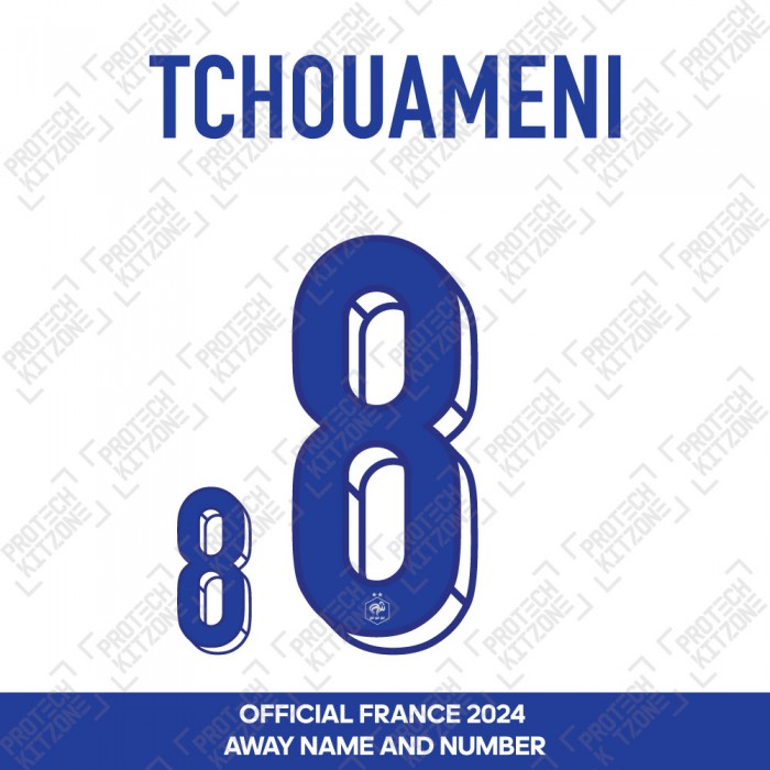 Tchouameni 8 - Official France 2024 Away Name and Numbering