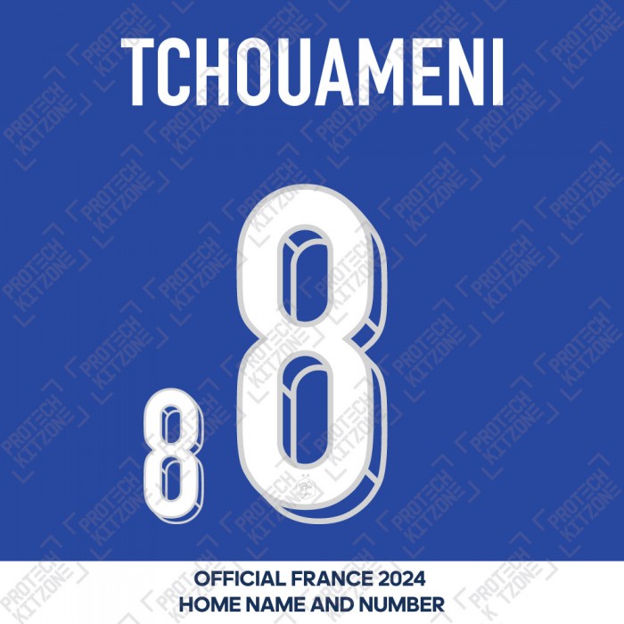 Tchouameni 8 - Official France 2024 Home Name and Numbering