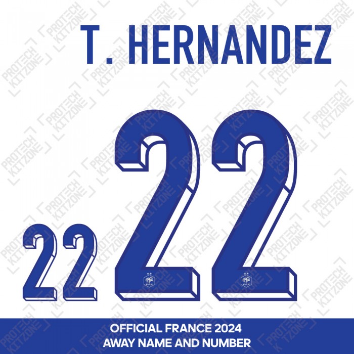 T.Hernandez 22 - Official France 2024 Away Name and Numbering