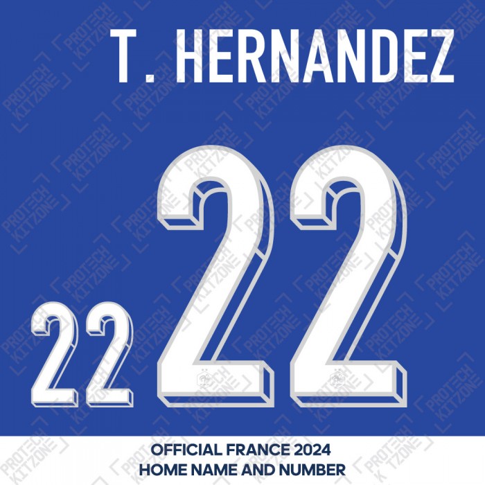 T.Hernandez 22 - Official France 2024 Home Name and Numbering