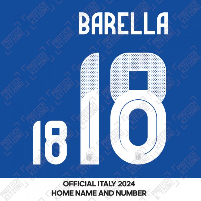 Barella 18 - Official Italy 2024 Home Name and Numbering 