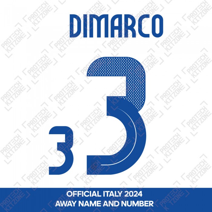 Dimarco 3 - Official Italy 2024 Away Name and Numbering 