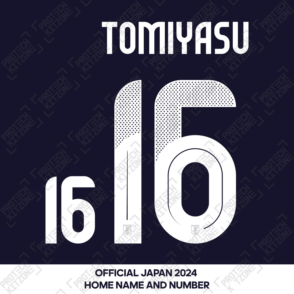 Tomiyasu 16 - Official Japan 2024 Home Name and Numbering Tomiyasu 16 - Official Japan 2024 Home Name and Numbering