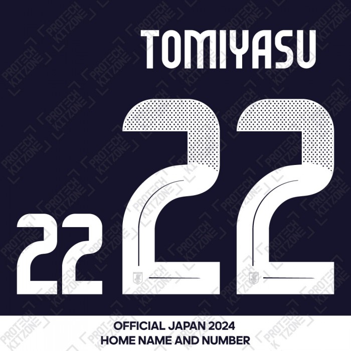 Tomiyasu 22 - Official Japan 2024 Home Name and Numbering 