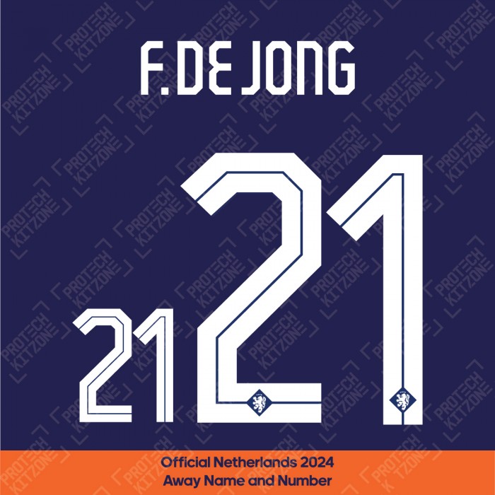 F. De Jong 21 - Official Netherlands 2024 Away Name and Numbering 