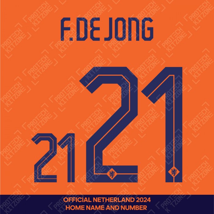 F. De Jong 21 - Official Netherlands 2024 Home Name and Numbering 