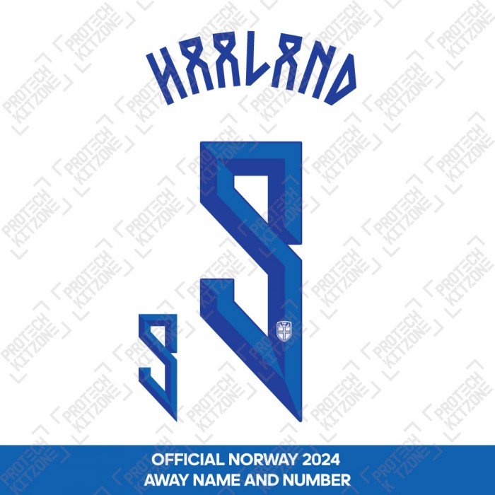 Haaland 9 - Official Norway 2024 Away Name and Numbering 