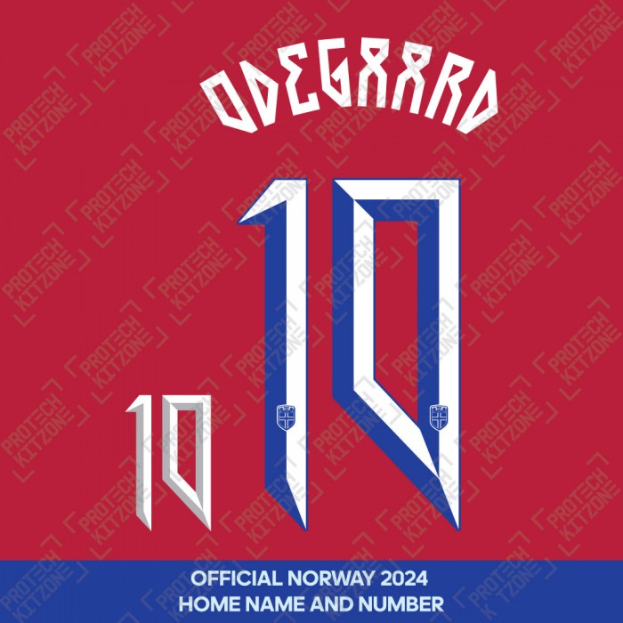 Ødegaard 10 - Official Norway 2024 Home Name and Numbering 