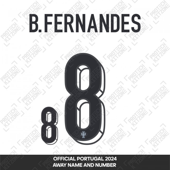 B. Fernandes 8 - Official Portugal 2024 Away Name and Numbering