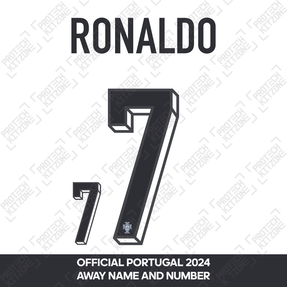 Ronaldo 7 - Official Portugal 2024 Away Name and Numbering Ronaldo 7 - Official Portugal 2024 Away Name and Numbering