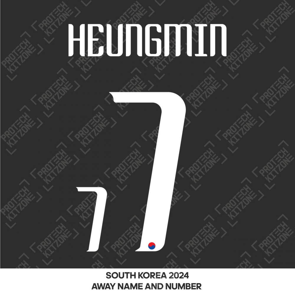Heungmin 7 - Official South Korea 2024 Away Name and Numbering Heungmin 7 - Official South Korea 2024 Away Name and Numbering
