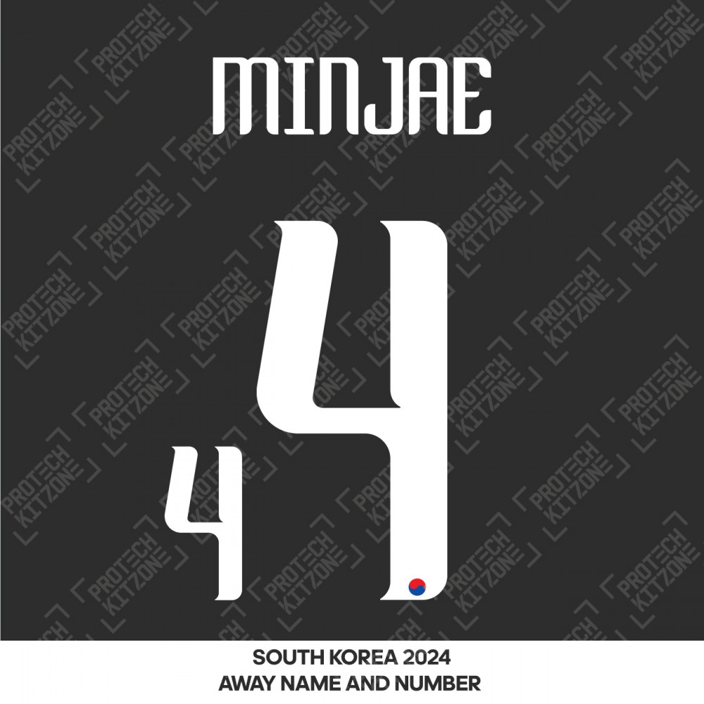 Minjae 4 - Official South Korea 2024 Away Name and Numbering Minjae 4 - Official South Korea 2024 Away Name and Numbering