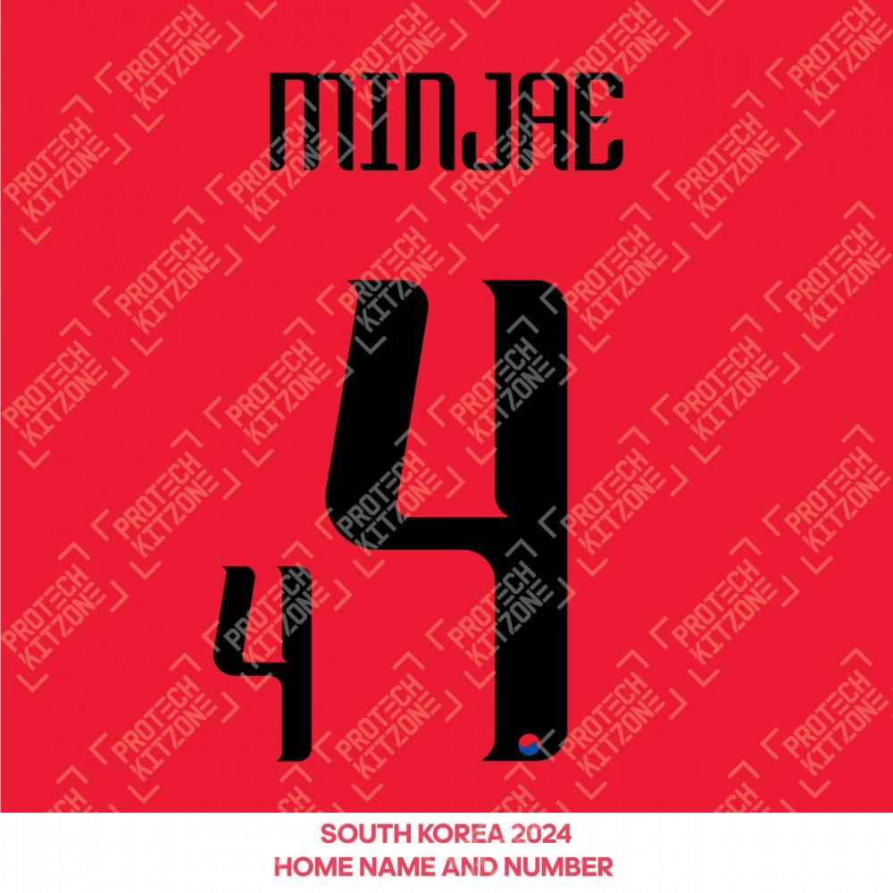 Minjae 4 - Official South Korea 2024 Home Name and Numbering Minjae 4 - Official South Korea 2024 Home Name and Numbering