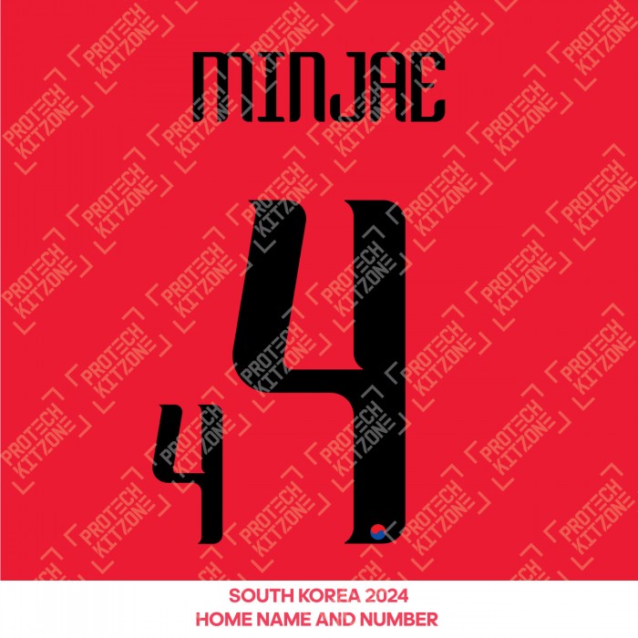 Minjae 4 - Official South Korea 2024 Home Name and Numbering