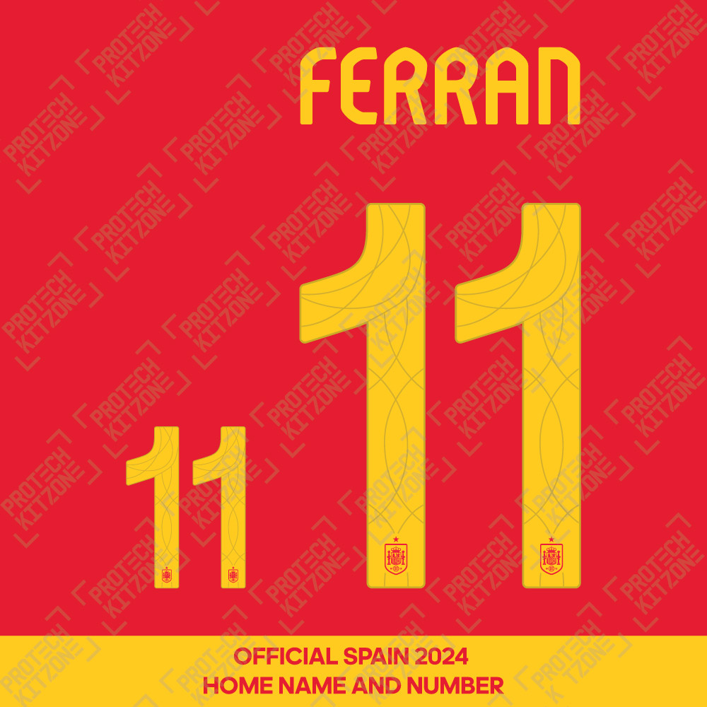 Ferran 11 - Official Spain 2024 Home Name and Numbering Ferran 11 - Official Spain 2024 Home Name and Numbering