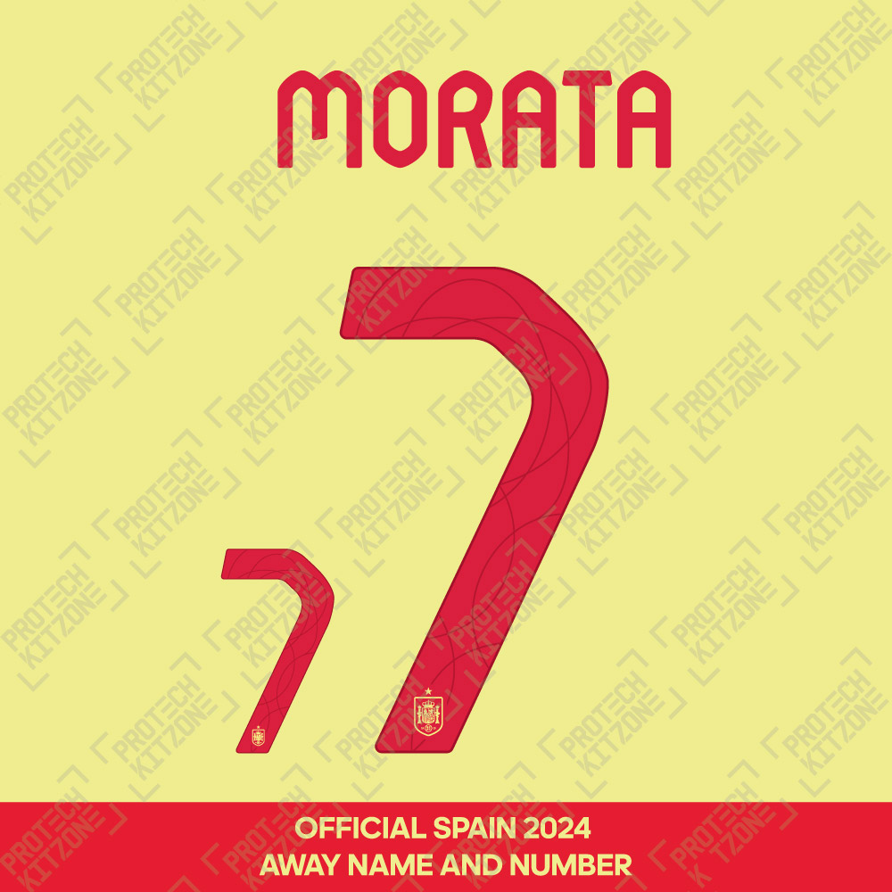Morata 7 - Official Spain 2024 Away Name and Numbering Morata 7 - Official Spain 2024 Away Name and Numbering