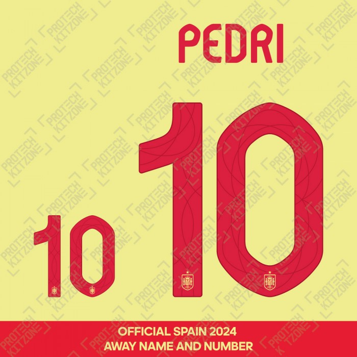 Pedri 10 - Official Spain 2024 Away Name and Numbering 