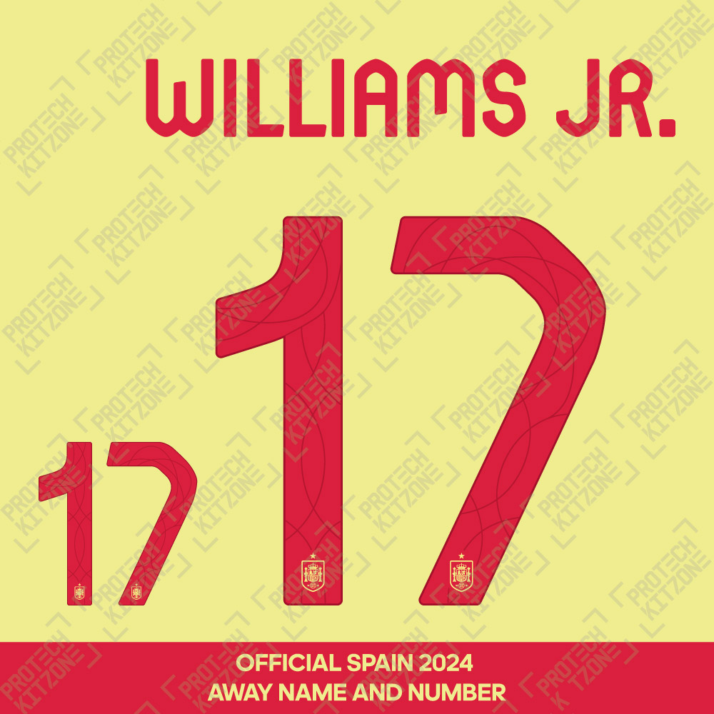 Williams Jr 17 - Official Spain 2024 Away Name and Numbering Williams Jr 17 - Official Spain 2024 Away Name and Numbering