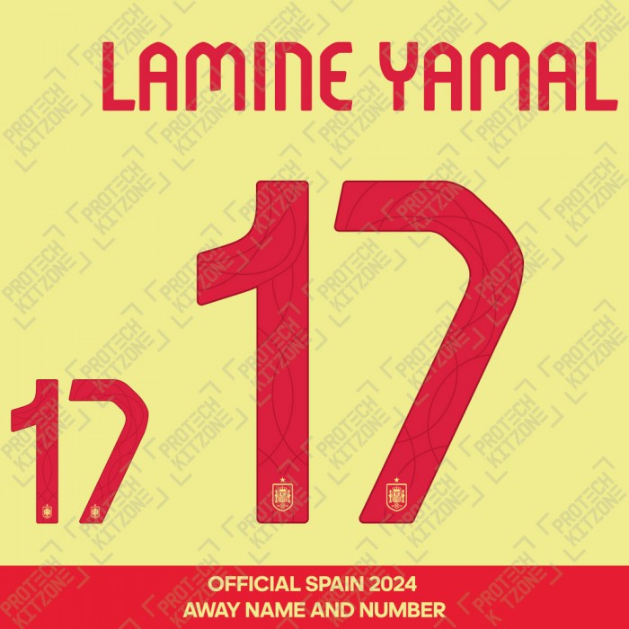 Lamine Yamal 17 - Official Spain 2024 Away Name and Numbering 