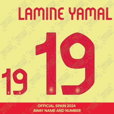 Lamine Yamal 19 - Official Spain 2024 Away Name and Numbering 