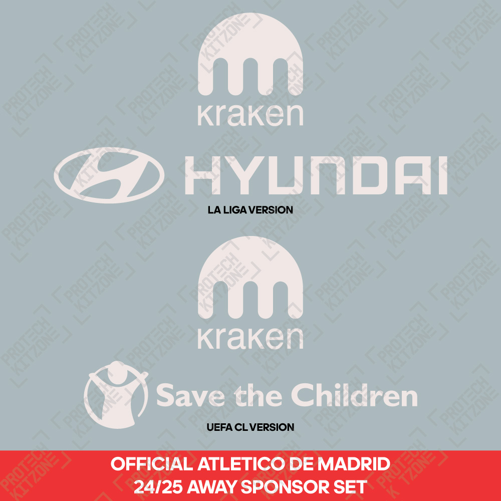 Official Atletico de Madrid 2024/25 Away Sponsor Set Official Atletico de Madrid 2024/25 Away Sponsor Set