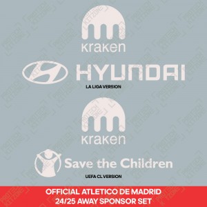 Official Atletico de Madrid 2024/25 Away Sponsor Set