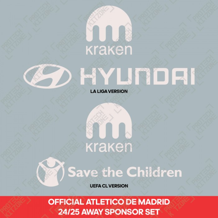 Official Atletico de Madrid 2024/25 Away Sponsor Set