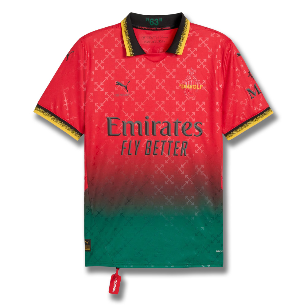 Puma x AC Milan x Off-White™ 2024/25 Shirt - Red (783001-02, Soccer Jerseys, Puma) by www.protechkitzone.com Puma x AC Milan x Off-White™ 2024/25 Shirt - Red
