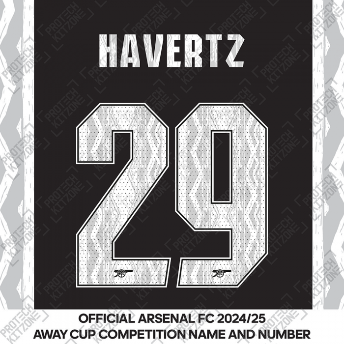 Havertz 29 - Official Arsenal 2024/25 Away Club Name and Numbering
