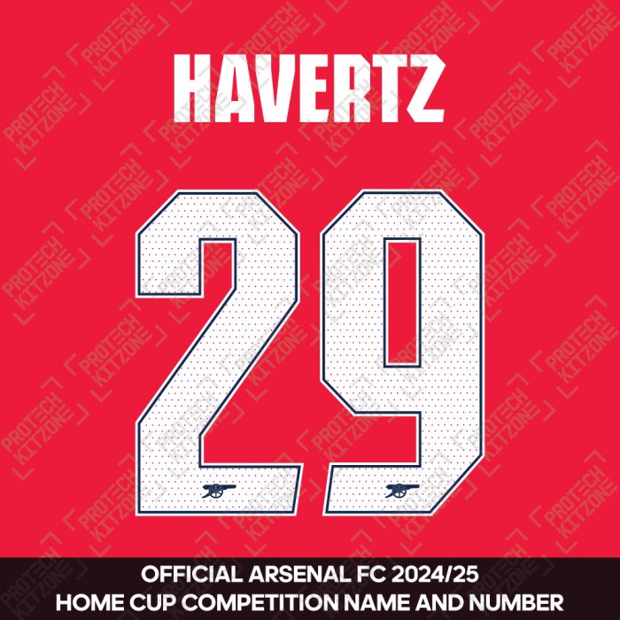 Havertz 29 - Official Arsenal 2024/26 Home Club Name and Numbering