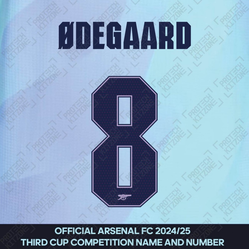Ødegaard 8 - Official Arsenal 2024/25 Third Club Name and Numbering Ødegaard 8 - Official Arsenal 2024/25 Third Club Name and Numbering