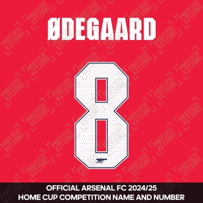 Ødegaard 8 - Official Arsenal 2024/26 Home Club Name and Numbering