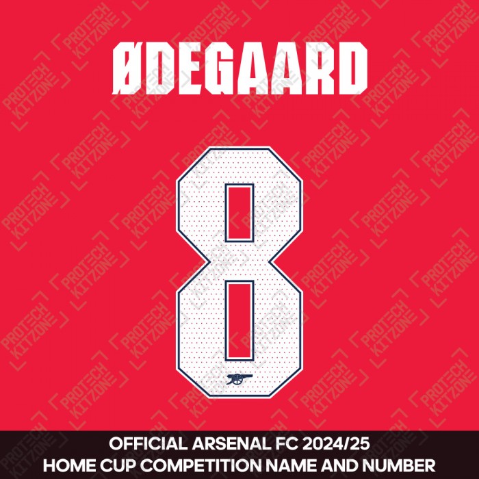 Ødegaard 8 - Official Arsenal 2024/26 Home Club Name and Numbering