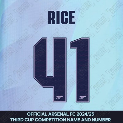 Rice 41 - Official Arsenal 2024/25 Third Club Name and Numbering