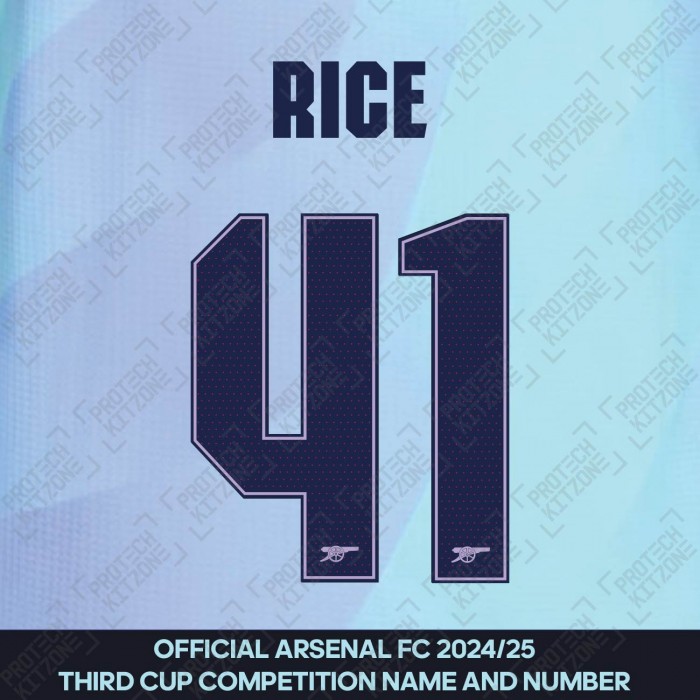 Rice 41 - Official Arsenal 2024/25 Third Club Name and Numbering