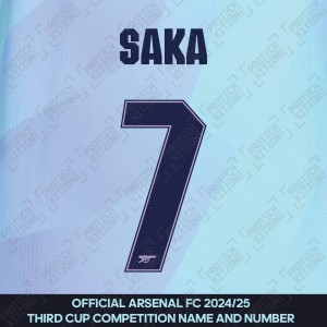 Saka 7 - Official Arsenal 2024/25 Third Club Name and Numbering