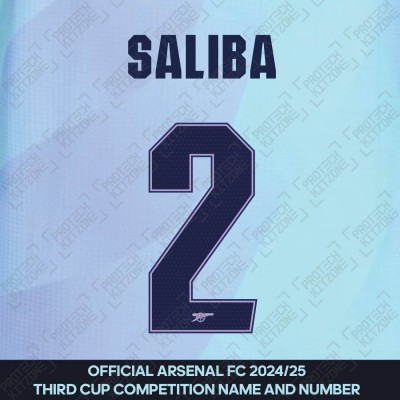 Saliba 2 - Official Arsenal 2024/25 Third Club Name and Numbering