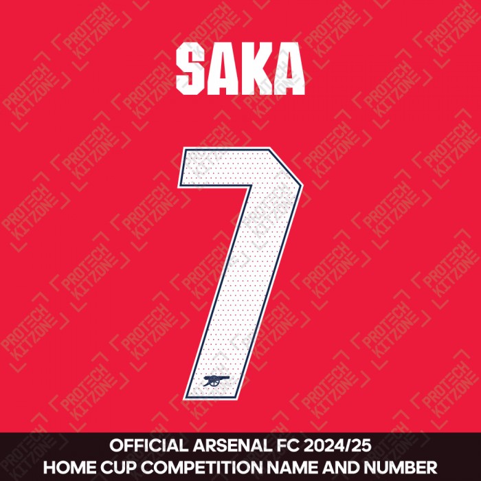 Saka 7 - Official Arsenal 2024/26 Home Club Name and Numbering