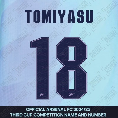 Tomiyasu 18 - Official Arsenal 2024/25 Third Club Name and Numbering