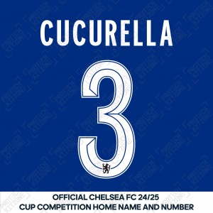 Cucurella 3 (Official Name and Number Printing for Chelsea FC 24/25 Home Shirt)
