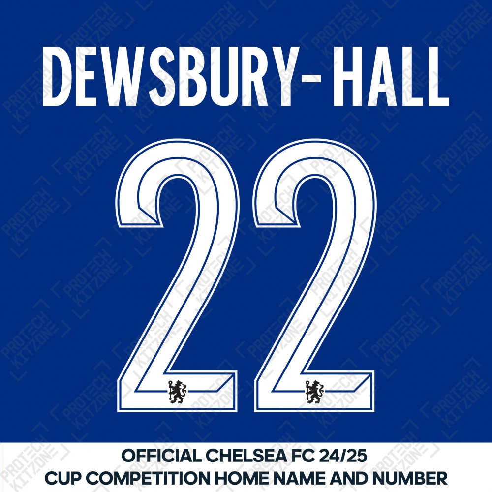 Dewsbury-Hall 22 (Official Name and Number Printing for Chelsea FC 24/25 Home Shirt) Dewsbury-Hall 22 (Official Name and Number Printing for Chelsea FC 24/25 Home Shirt)