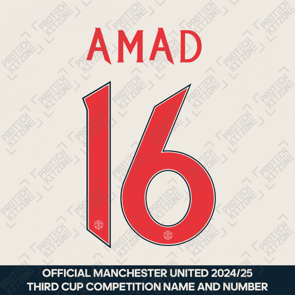 Amad 16 (Official Manchester United FC 2024/25 Third Name and Numbering) (A16-2425-TH, Buy more Save more, ) by www.protechkitzone.com Amad 16 (Official Manchester United FC 2024/25 Third Name and Numbering)