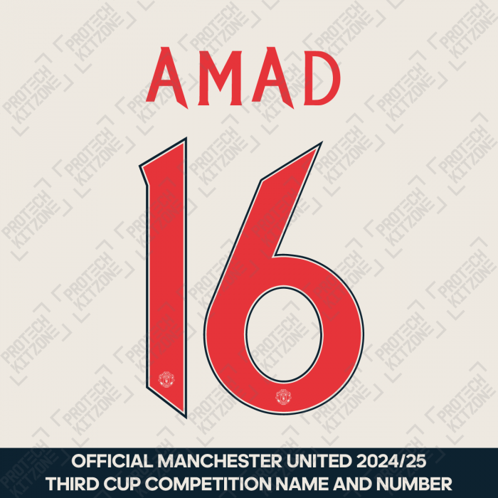 Amad 16 (Official Manchester United FC 2024/25 Third Name and Numbering)  