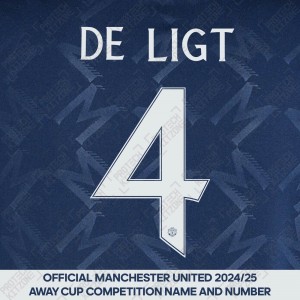 De Ligt 4 (Official Manchester United FC 2024/25 Away Name and Numbering) 