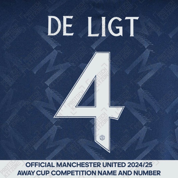 De Ligt 4 (Official Manchester United FC 2024/25 Away Name and Numbering) 
