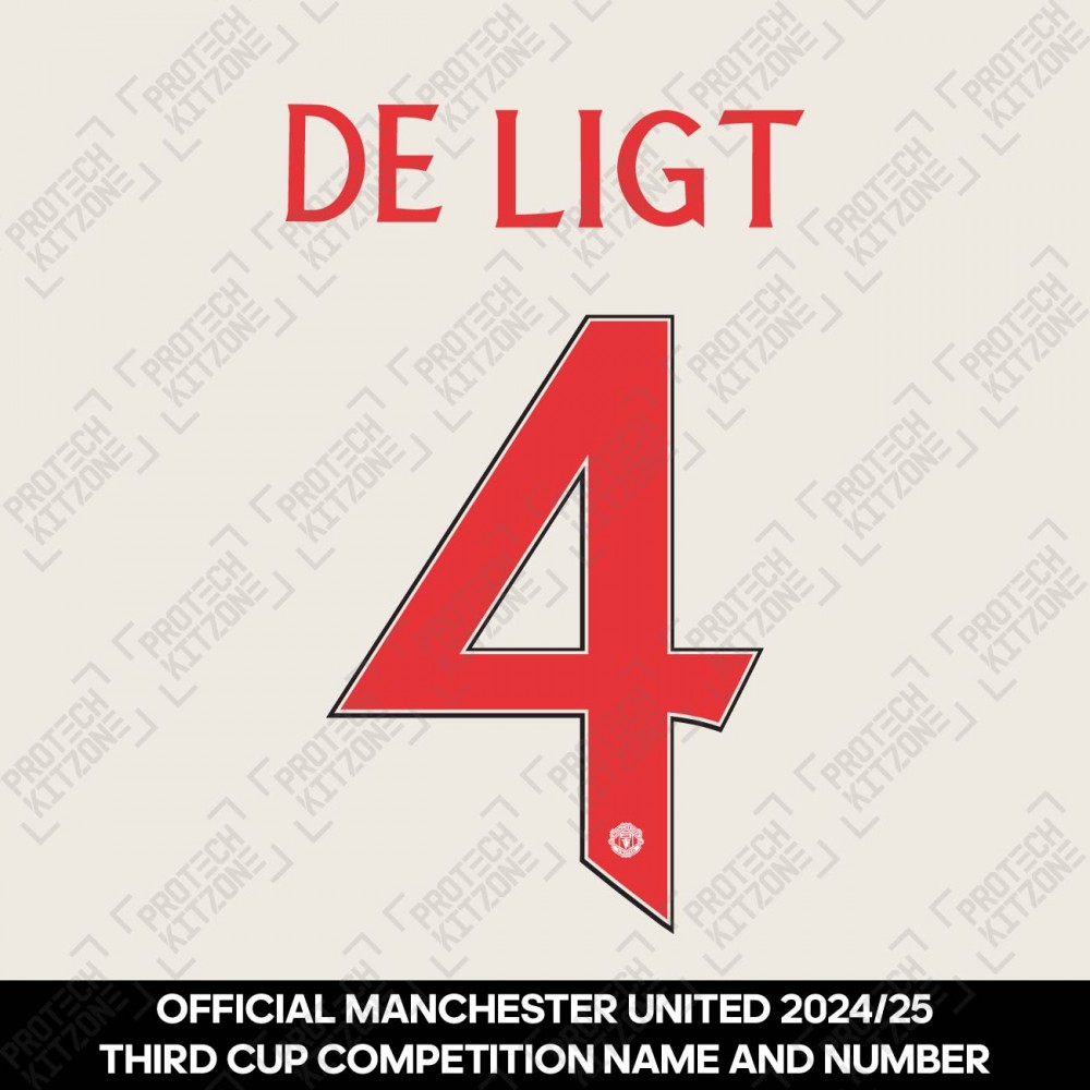 De Ligt 4 (Official Manchester United FC 2024/25 Third Name and Numbering) De Ligt 4 (Official Manchester United FC 2024/25 Third Name and Numbering)