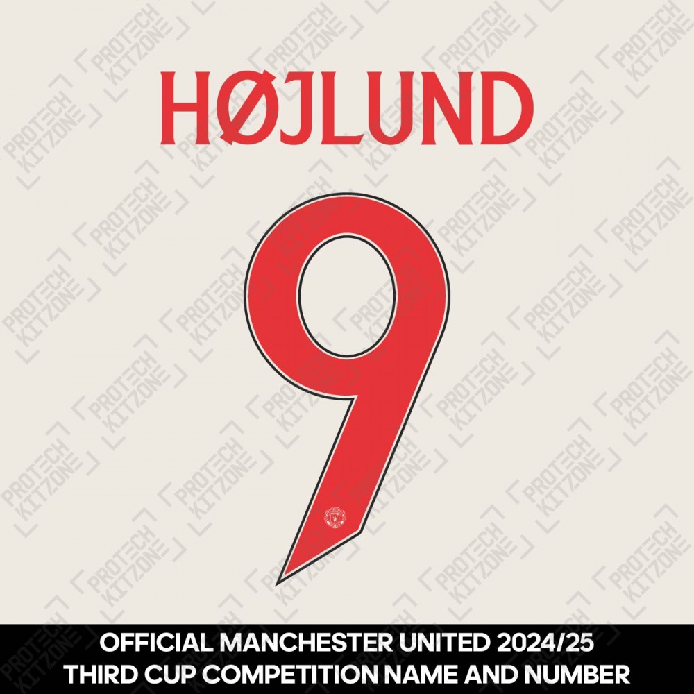 Højlund 9 (Official Manchester United FC 2024/25 Third Name and Numbering) Højlund 9 (Official Manchester United FC 2024/25 Third Name and Numbering)