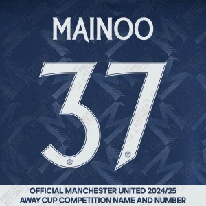 Mainoo 37 (Official Manchester United FC 2024/25 Away Name and Numbering)  