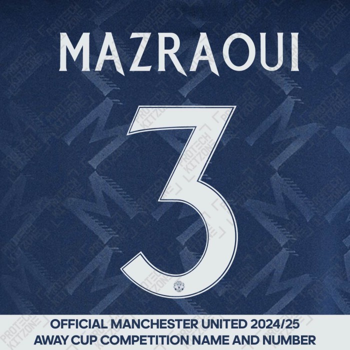 Mazraoui 3 (Official Manchester United FC 2024/25 Away Name and Numbering) 